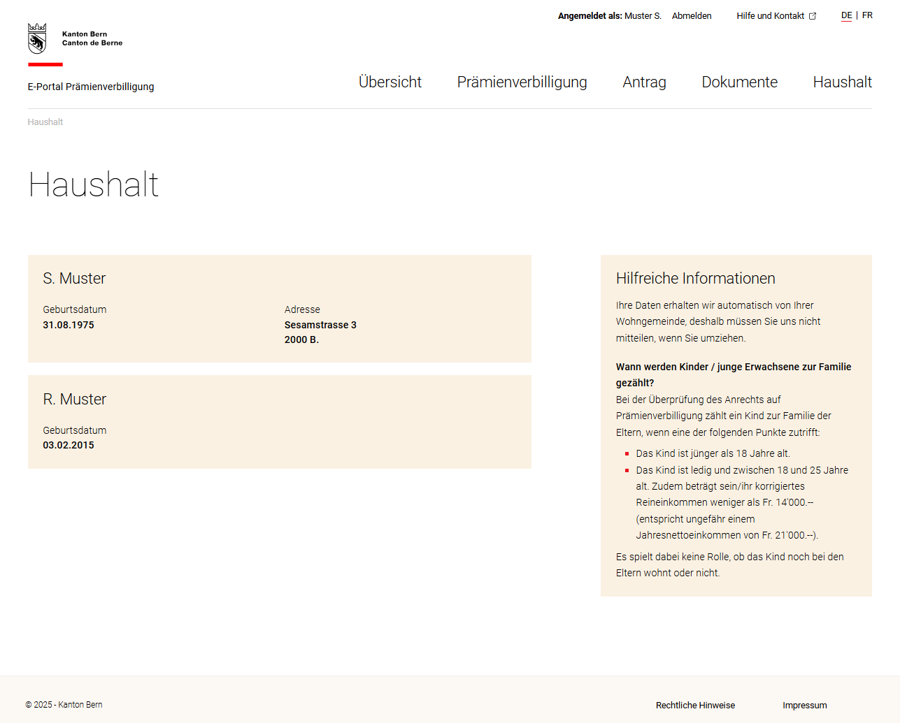 Haushaltsmitglieder anzeigen