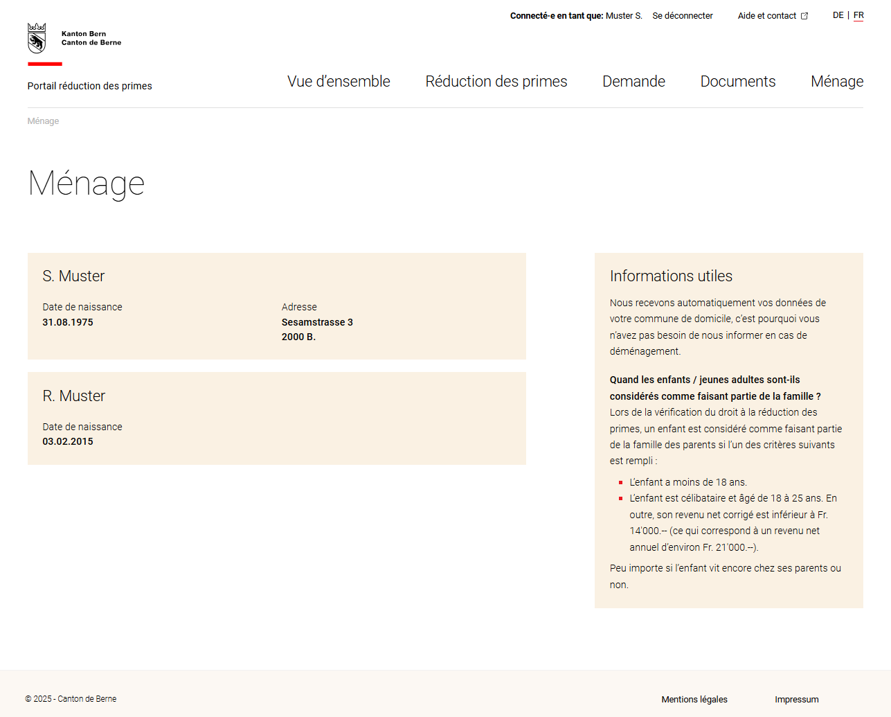 Haushaltsmitglieder anzeigen